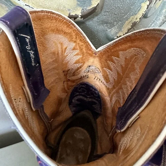 Justin Boots Purple and Brown Women's Cowboy Boots - Picture 8 of 16